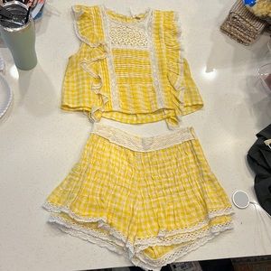 Free People Yellow Gingham Set size 6